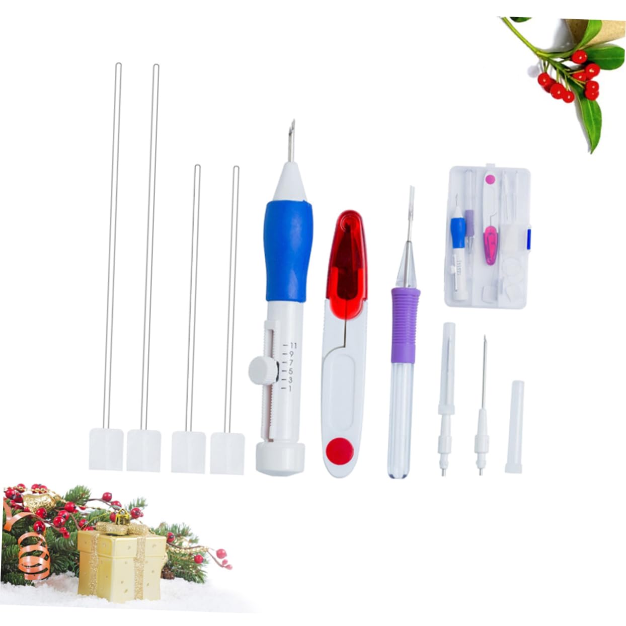ERINGOGO 3pcs Complete Embroidery Pen Set Punch Needle Kit Embroidery Floss Needles for Hand Projects Crafting