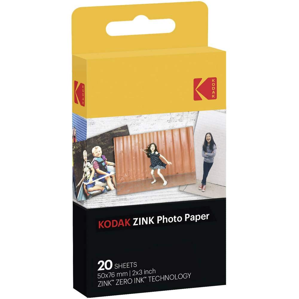KODAK 2x3 Premium Sticky-Backed ZINK Photo Paper (20 Sheets) - Compatible With Kodak Step, Step Slim, Printomatic, Printomatic+, Smile+, Step Touch