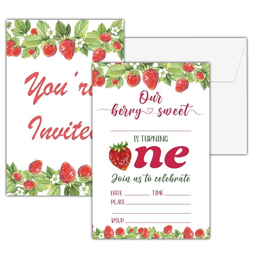 Invitation anniversaire fraise double face papeterie haut de gamme modèle A06