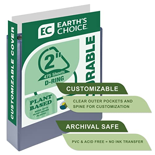 Image of Samsill Plant-Based 2 Inch Durable D-Ring, View Binder, Eco-Friendly, USDA Certified Biobased, Single, Indigo