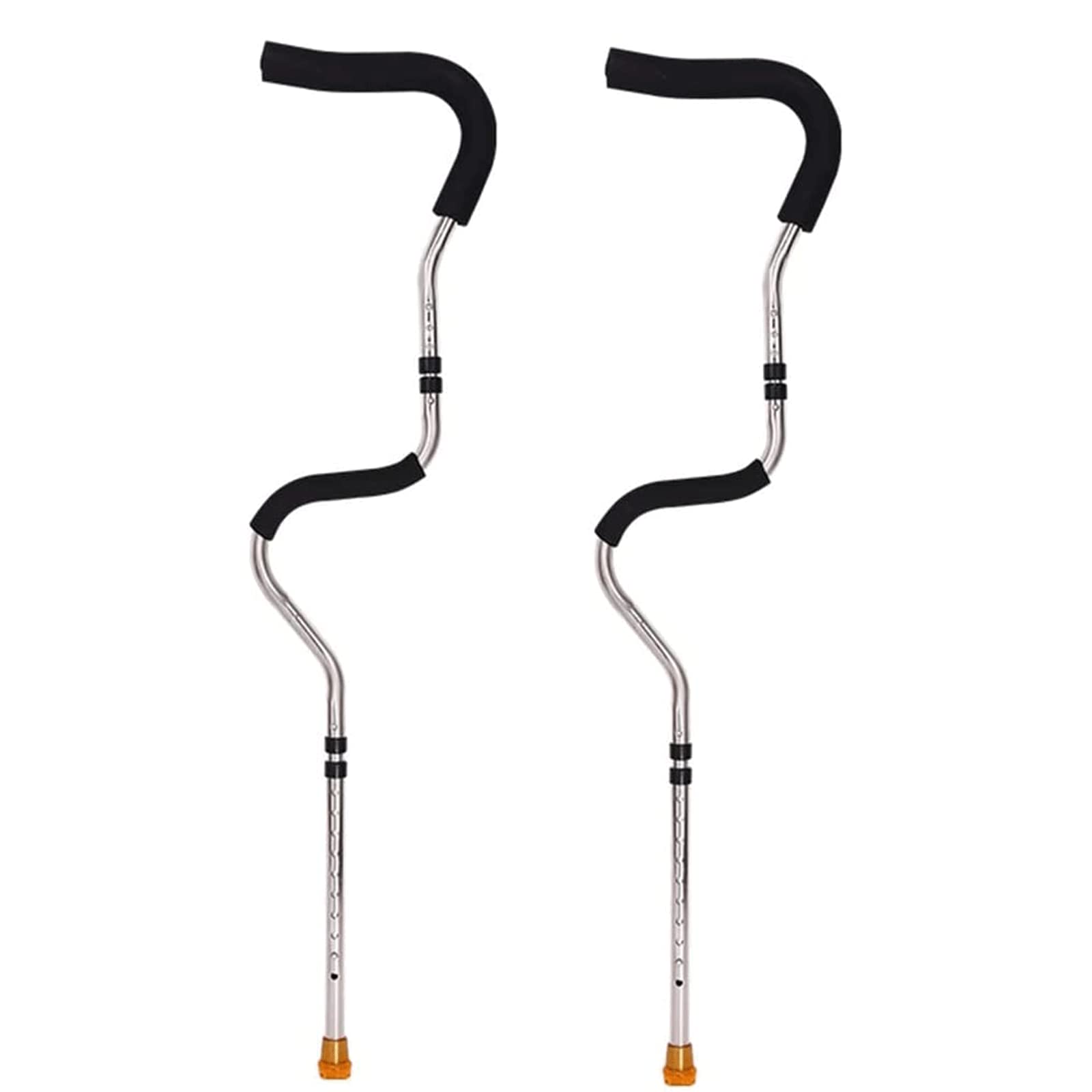 Stampelle da passeggio Stampelle ascellari per camminare Stampella medica portatile per ascella Riabilitazione Bastone da passeggio regolabile con contenitore staccabile per donne Uomini Ausilio per