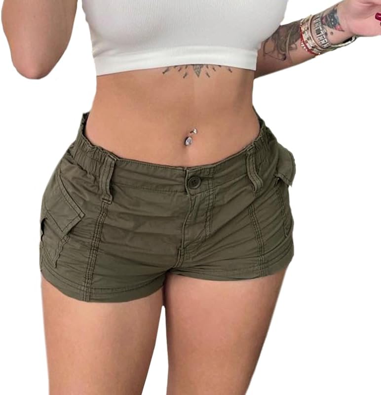 Cargo Shorts for Women Trendy 2025 Summer High Wasited Utility Cut Off Y2k Mini Shorts with Pockets Bottoms