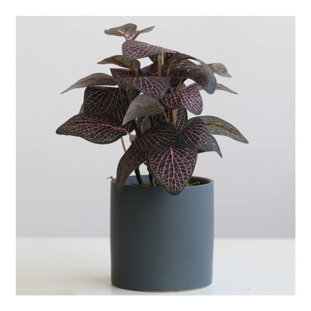 Pianta Falsa Piccole piante finte, falso reticolo erba piante in vaso for tableop decorazioni, false piante verdi for la decorazione del centro di casa Focus Visivo ( Color : Purple leaves+gray pots )