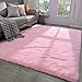 Beraliy Miękki kudłaty różowy dywan puszysty obszar dywany do sypialni 14 x 21 cm, do wnętrz nowoczesny pluszowy dywan do salonu dziewcząt chłopców pokój dziecięcy dekoracja domu przedszkole, ulepszony antypoślizgowy trwały dywanik przy łóżku