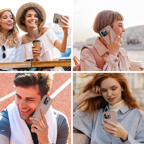 Image of Elzzi Microfiber Candy Case Compatible for iPhone 14 PRO, Shockproof Slim Back Cover Liquid Silicone Case (Brown)