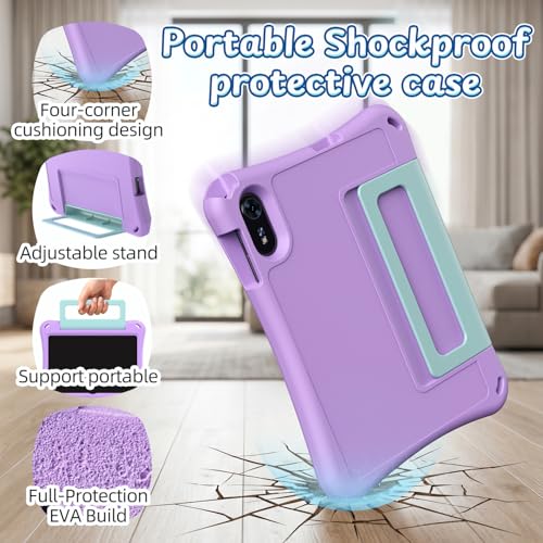 Image of Kids Tablet 10 inch, Android 16 Tablet for Kids, 20GB RAM, 32GB ROM, 1TB Expandable Storage, Parental Controls, 6000mAh Battery, Dual Camera, Wi-Fi 6, BT 5.4, EVA Case (Purple)