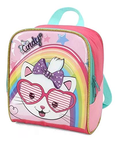 Kit Mochila Infantil Gatinha Cindy Glitter Rodinhas G