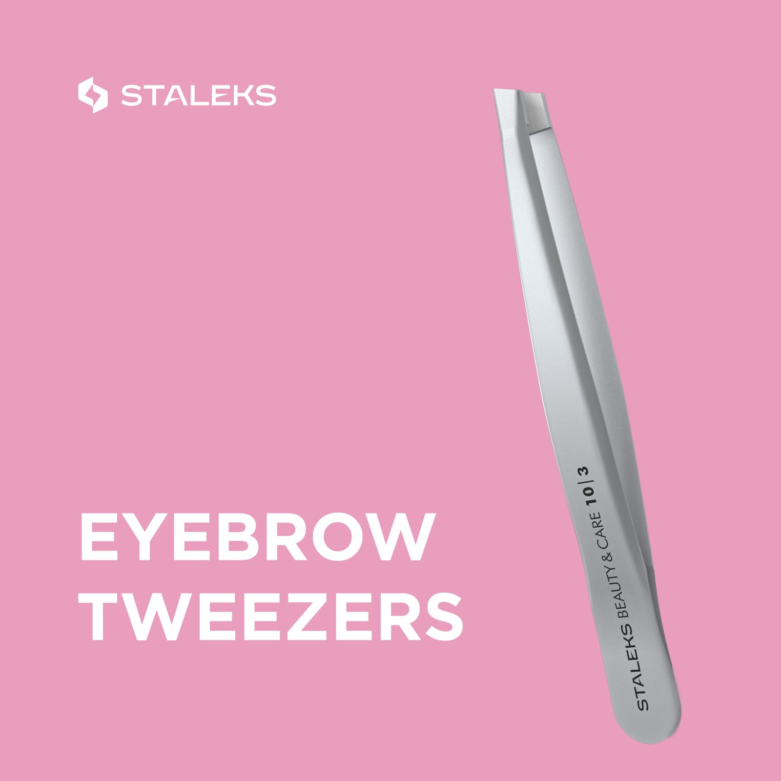 STALEKS Beauty&Care Pinzas para cejas con punta inclinada biselada de acero inoxidable unisex- Pinzas de cejas de precisión para dar forma a las cejas TBC-10/3