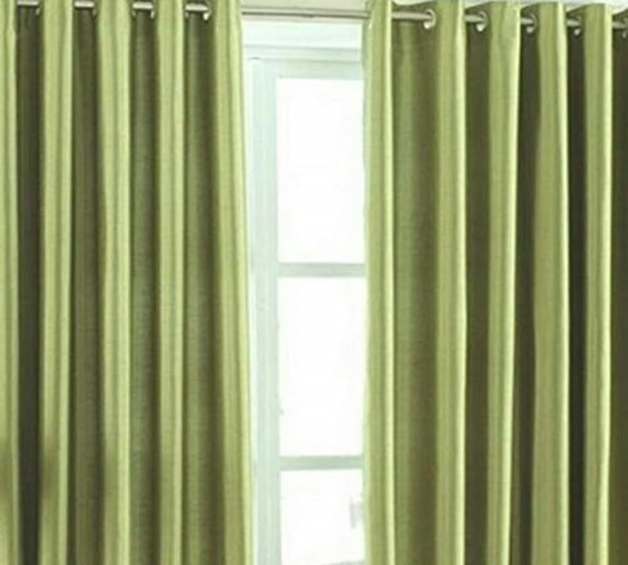 Polyester Plain Room Darkening Long Door Semi Sheer Eyelet Curtain Panel Parda for Drawing Room, Living Room/Bedroom (Green, 8 Feet) -Single Piece-image-28
