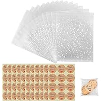 100 Pieces Self-adhesive Dot Opp Bags Polka Dot Cookie Bags Clear Opp Cellophane Bags