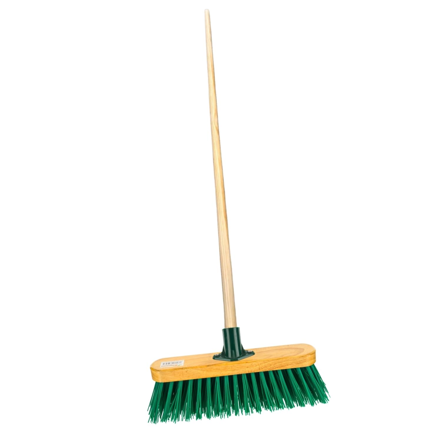 HOMESHOPA 12 Inch Varnish Green PVC Indoor Outdoor Sweeping Broom Head with Handle, Heavy Duty Cleaning Brush for Any Surface Wooden Floor Decking and Paving Slabs