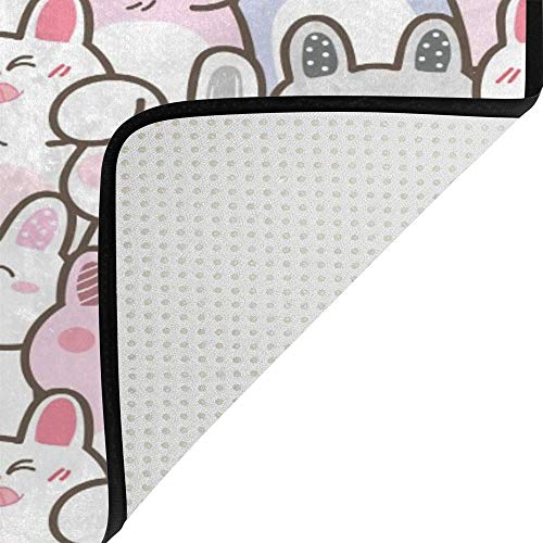 Tapis de sol antidérapant et lavable grand format motif lapin - 5