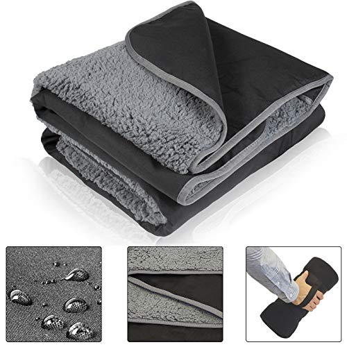 Tirrinia Waterproof Outdoor Blanket with Sherpa Lining, Windproof Triple Layers Warm Comfy Foldable