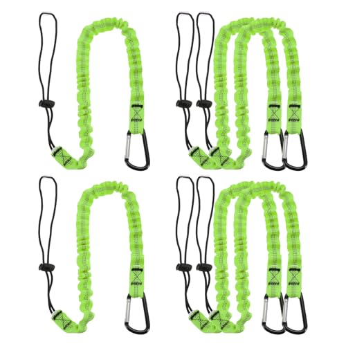Image of MECCANIXITY Retractable Tool Lanyard 3ft with Single Aluminum Buckle and Adjustable Loop End, Maximum Weight Limit 10KG / 22lb, Safety Fall Protection Tools Leash, Green 6 Pack