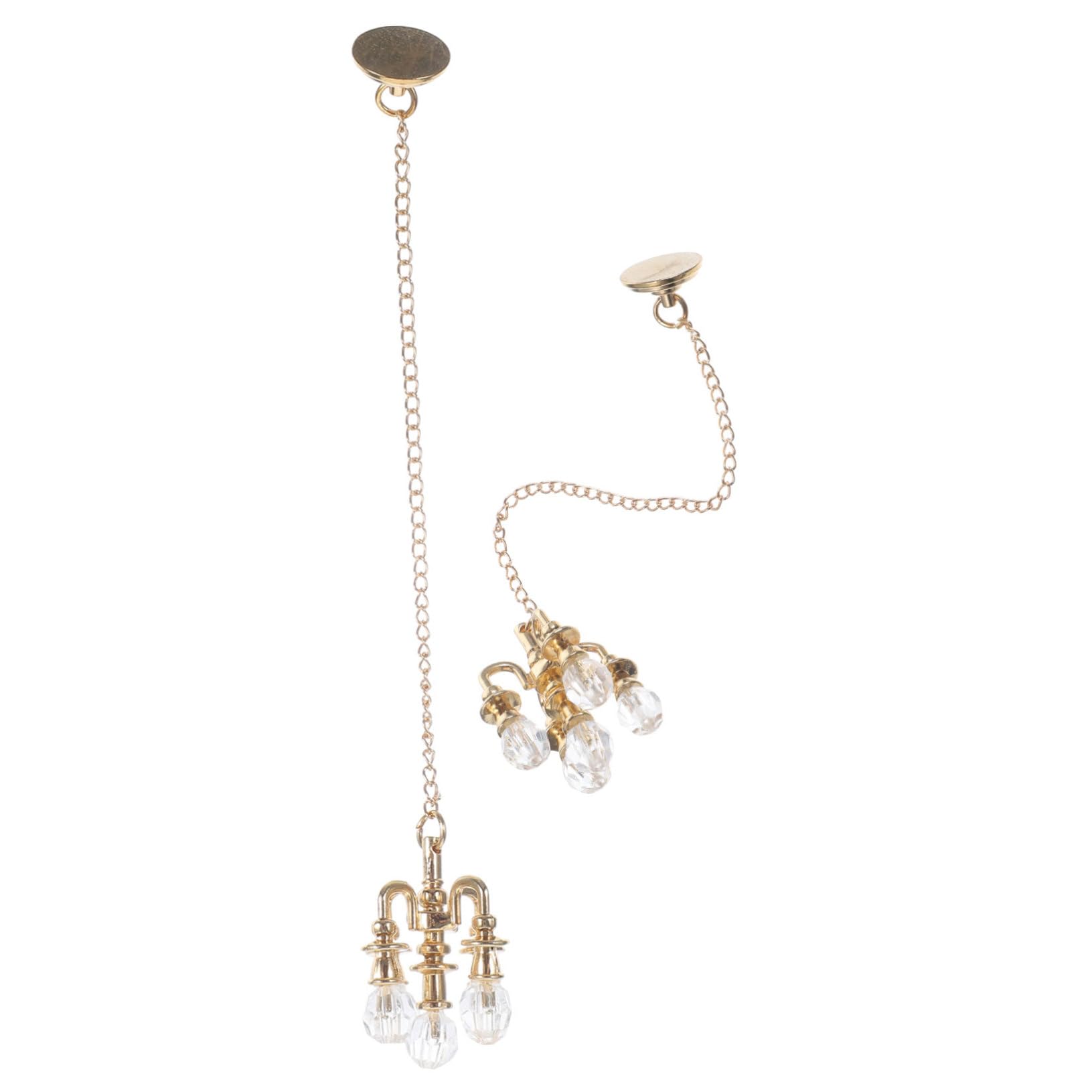 GLSTOY Vintage Mini Chandelier for Dollhouse Set of 2 Miniature Ceiling Lamps for Miniature House Decor
