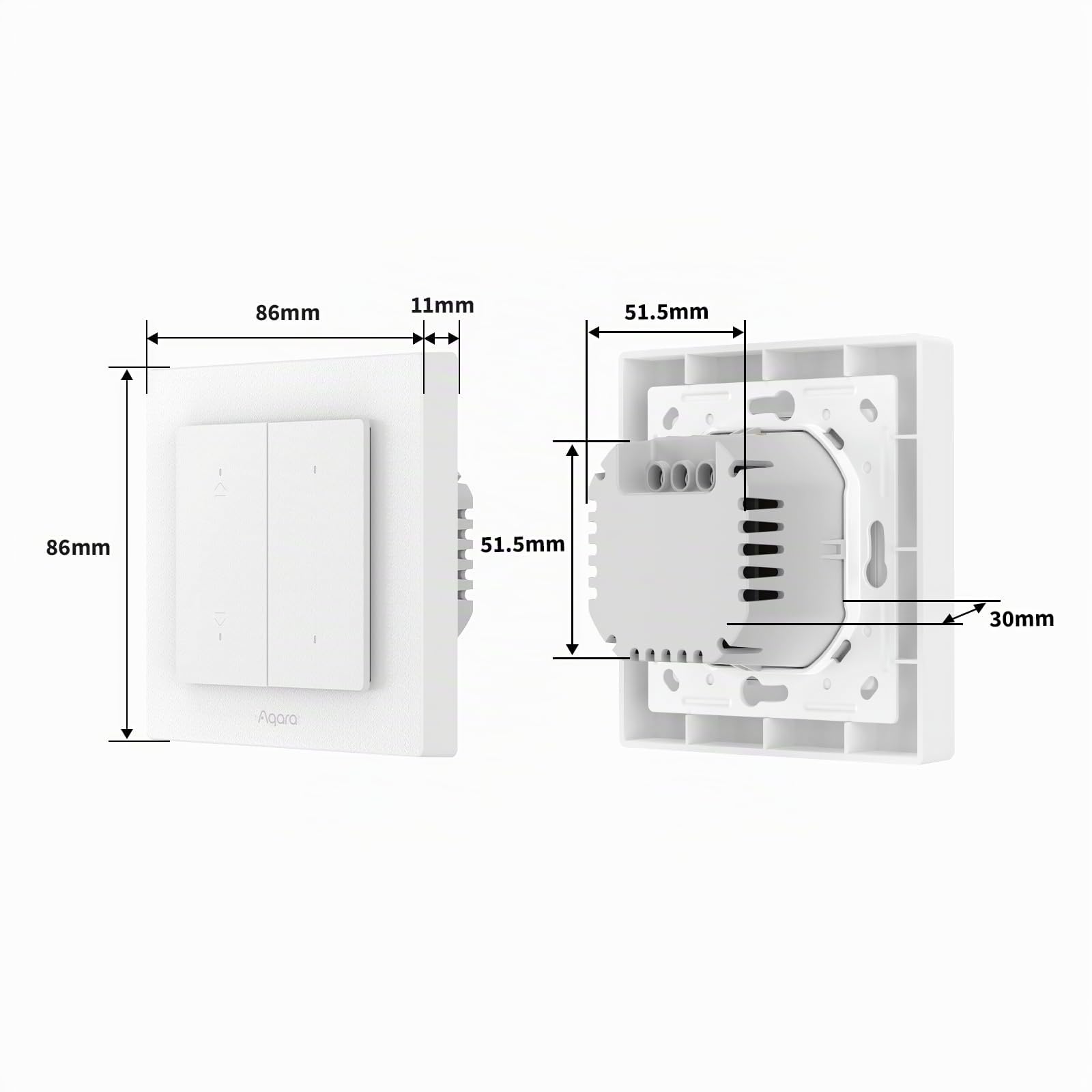 Aqara Interrupteur Volet Roulant H2 EU (Fil Neutre Requis)– Thread/Zigbee | pour Volets Roulants/Stores, 2 Boutons Sans Fil Supplémentaires, Matter, Compatible avec Apple Home, Alexa, Home Assistant