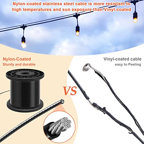 String Light Hanging Kit 50M String Lights Suspension Kit with Nylon Coated and Stainless Steel 304 Wire Rope Light Hanging Kit for Outdoors Mounting - Image 4