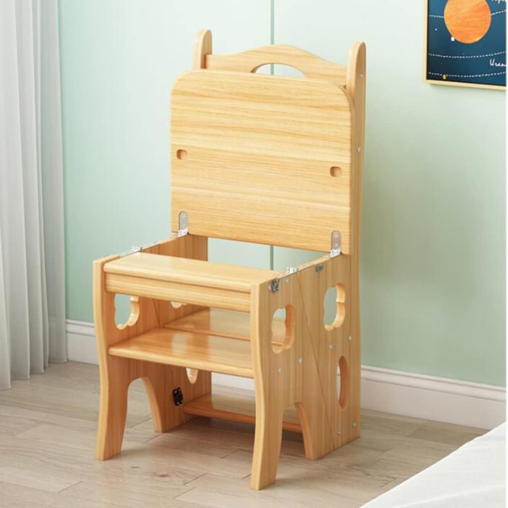 Multifunctional Folding Step Stool for HomeWooden Makeup Chair Indoor Ladder Resting Stool White Compact Size 35 * 47.5 * 88cm SpaceSaving Design.