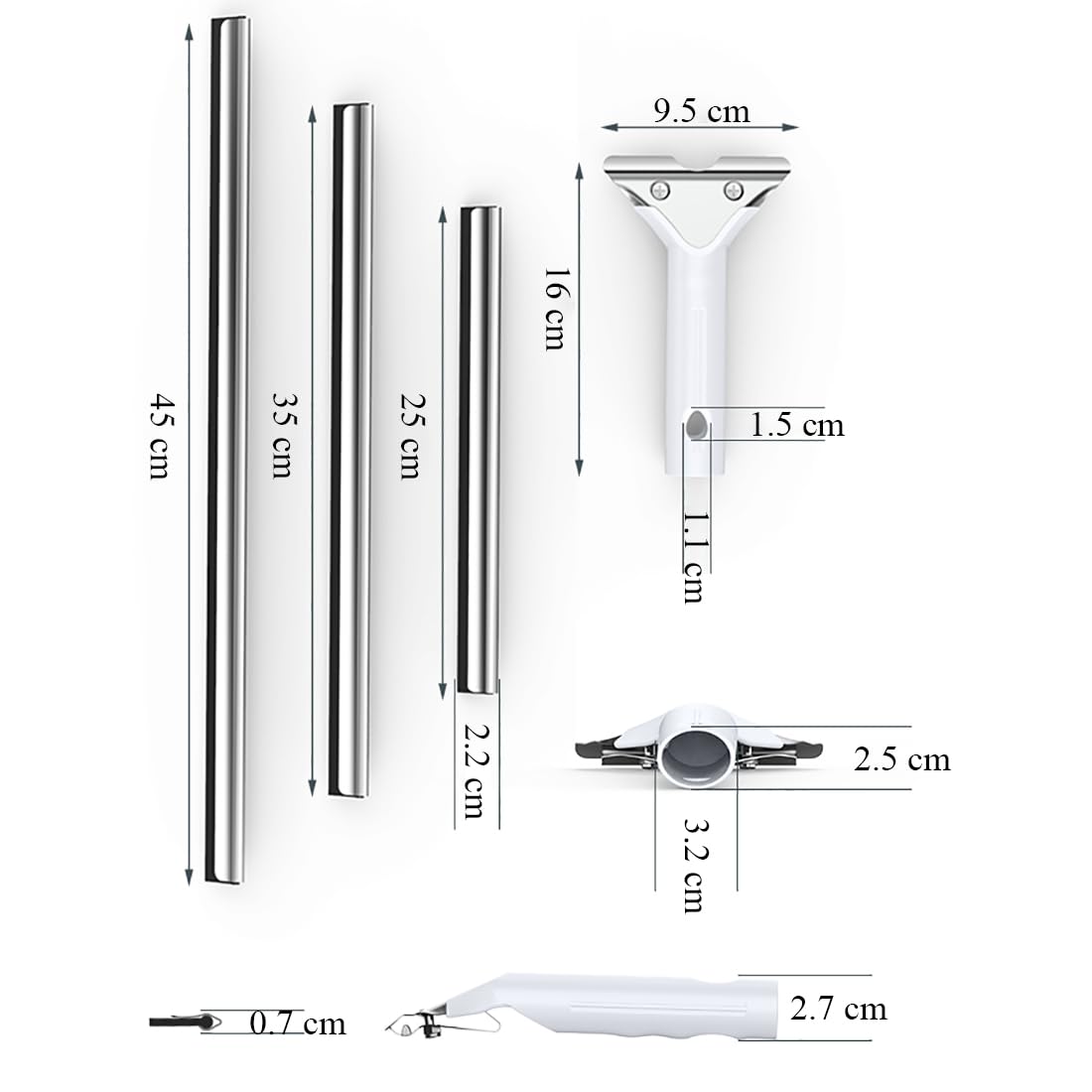 Rasqueta Limpiacristales para Ducha Extractor De BañO Y Ducha Borrador con Cabezal Giratorio Limpia Cristales Mamparas Ducha 45 cm Tamaño para Ducha BañO Espejos Cristales Y Azulejo,45cm