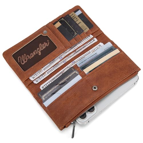 Image of Wrangler Wristlet Wallets Western Wallet for Women Floral Tooled Womens Wallet Boot Stitch Purses