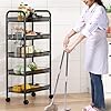 Fruit Basket for Kitchen, 5 Tier Stackable Metal Mesh Wire Fruit Vegetable Storage Basket, Produce Basket Organizer with Rolling Wheels, Rack Storage Cart for Pantry Snack