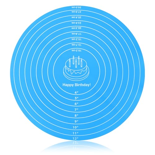 Classicseali Silikonmatte Rund,Silikon Backmatte Rund,Blau Silicone Baking Mat,Antihaft Rutschfest Silikonunterlage für Fondant Gebäck Pizza Kekse Brot Matte,Antihaft Rutschfest (Blau 30 cm)