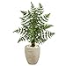 Nearly Natural Ruffle Fern Palm Artificial Sand Colored Planter Silk Trees, Green