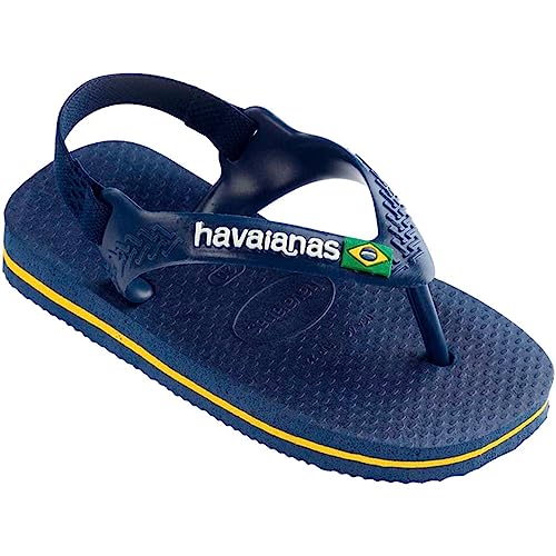 Havaianas Baby-Boy's Flip Flops, Navy Blue Citrus Yellow, 2-2.5 Infant2