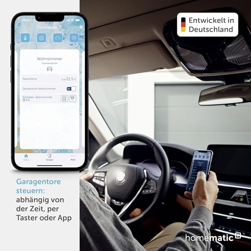 Homematic IP Smart Home Garagentortaster, Digitale Garagentorsteuerung per App, einfache Installation, einfach nachrüsten, 150586A0