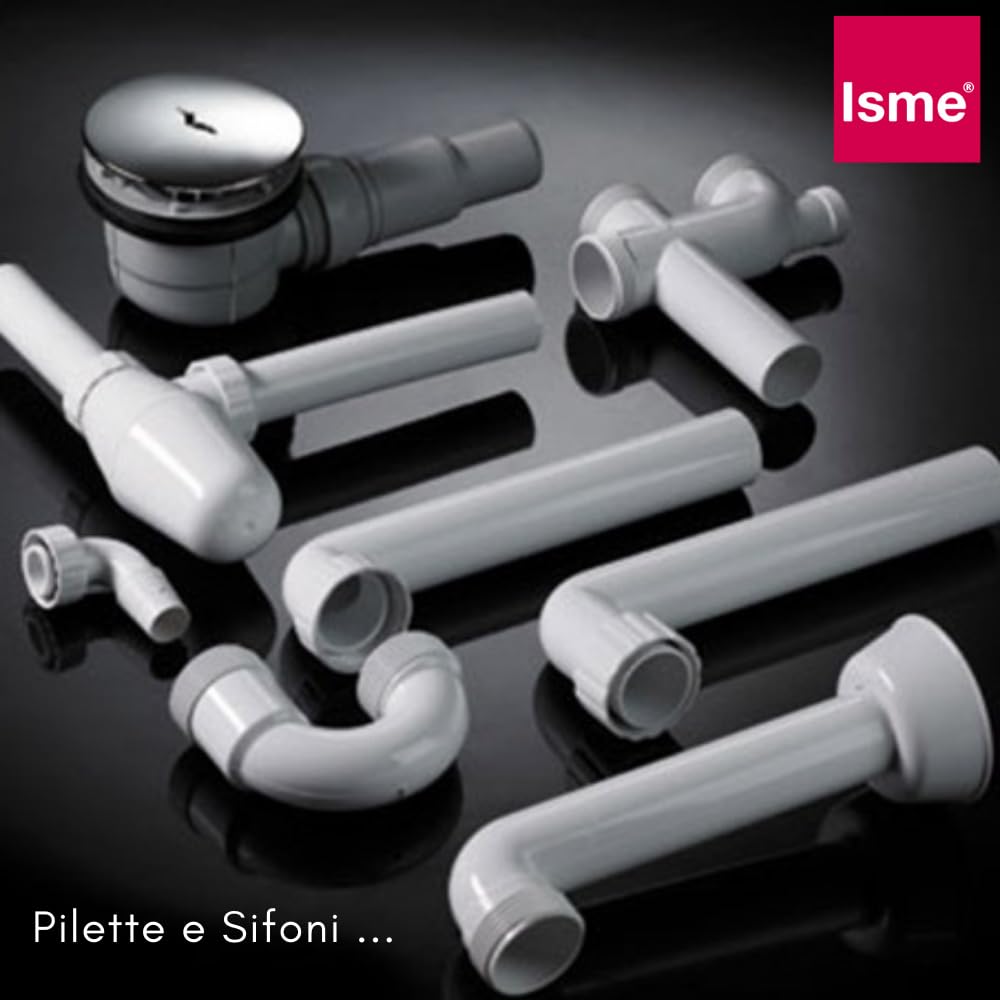 Schläfer 4395025 | Siphon universel 1"1/2 pour éviers – sortie diam 40 mm, set siphon en S en plastique, échappement évier autonettoyant économe en place pour évier simple avec fixation lave-vaisselle