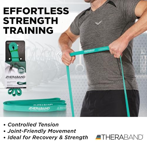 Image of THERABAND High Resistance Band, Medium Elastic Super Band for Full Body Workouts, Physical Therapy, Strength Training, Durable 41 inch Loop Exercise Band, 25 lb Resistance