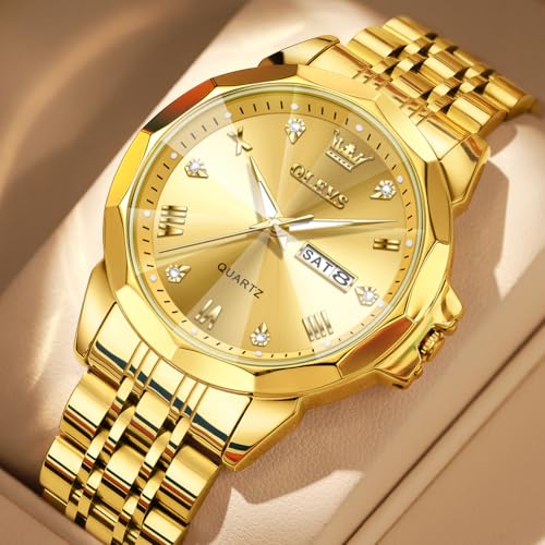 Image of OLEVS Watch for Men Diamond Casual Analog Roman Quartz Stainless Steel Waterproof Luminous Date Calendar Luxury Gifts Wrist Watch