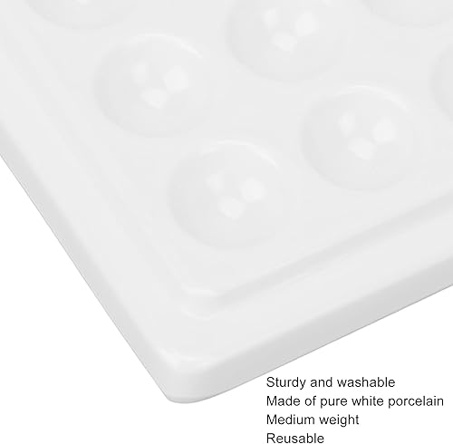 Miniatura 5 de Paleta de pintura de porcelana, suave y reutilizable de 12 pocillos, paleta de pintura de acuarela de color blanco puro con cubierta para artistas