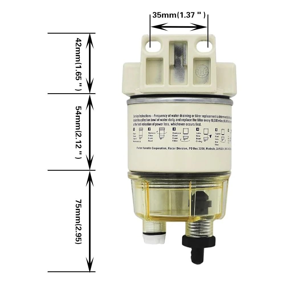 Filtro De Combustible Diésel para Coche R12T Marine Spin-On, Reemplaza S3240 120At Npt Zg1/4-19, Compatible con Filtro De Combustible De 3/8 De Pulgada.
