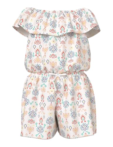 NAME IT Mädchen Nkfvinaya Ss Playsuit Fffff Noos, White Alyssum, 152 cm