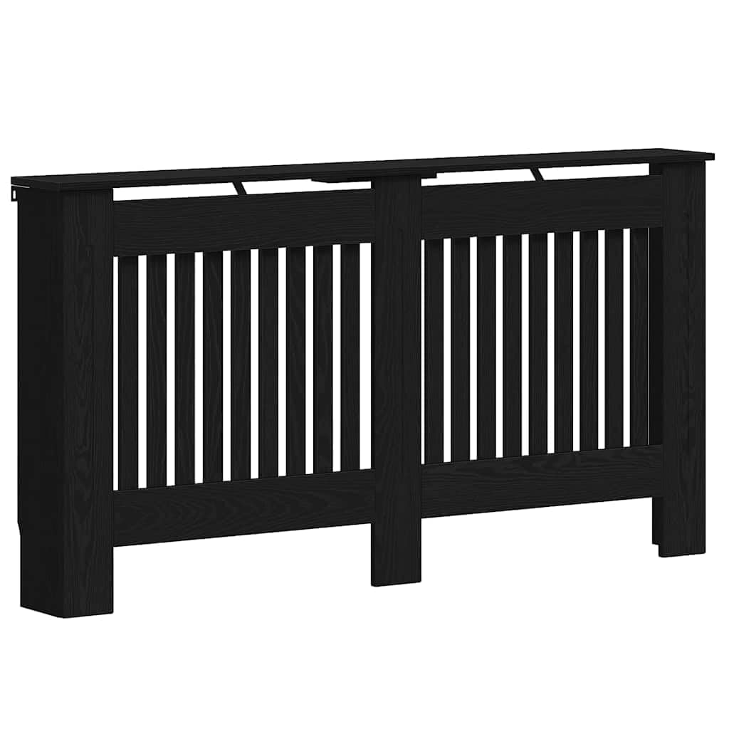 Vidaxl Black Oak Look Radiator Cover Black Oak 152 X 19 X 81.5 Cm Engineered Wood, Modern Rectangular Radiator Cover, Decorative Heat Shield, Engineered Wood Decor, Child Safety Design For Home Heating