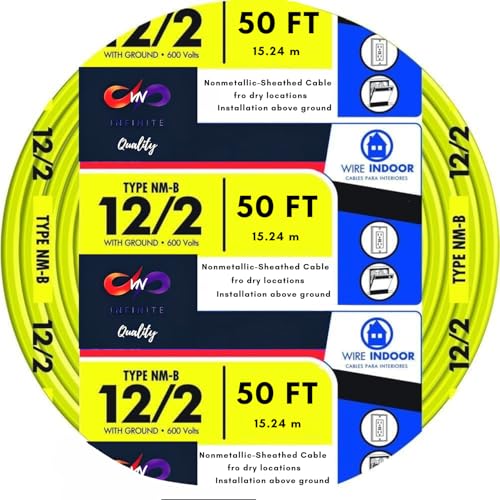 VN Infinite quality Solid Indoor Wire 12/2 W/G NMB Cable - Yellow Cable SW# 28828221 (50FT)