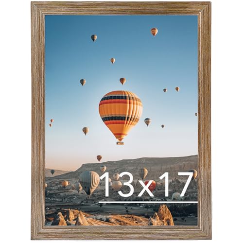 Image of JCJMY 13x17 Picture Frame Rustic Brown for Wall Hanging, Wall Mounting Horizontally or Vertically, 13 x 17 Wall Gallery Poster Photo Frames with Shatter Resistant Plexiglass, Rustic Brown