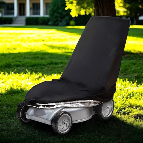 GWHOLE Rasenmäher Abdeckung Rasenmäher Schutzhülle Wasserdicht Universal Rasentraktor Abdeckhaube 210D Oxford Schwarz, 193 x 112 x 63 cm