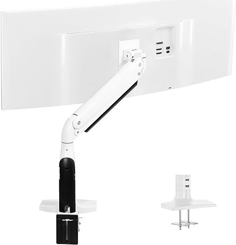 VIVO Soporte de monitor ultra ancho de aluminio, clásico, se adapta a pantallas de computadora de hasta 49 pulgadas, brazo neumático articulado