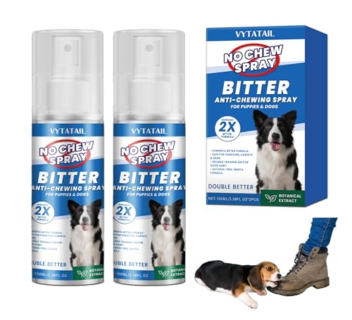 VYTATAIL No Chew Spray for Dogs, No Chew Deterrent to Stop Chewing Furniture & Licking Hot Spots, Natural & Alcohol-Free, Indoor/Outdoor Use (2 X 3.38 fl oz)