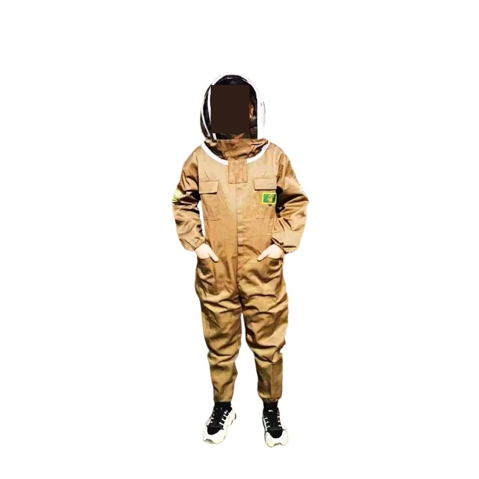 Tuta da apicoltore, Strumento for coltura ispessito integrato, tuta spaziale for con guanti di pelle di pecora, set completo di vestiti for coltura per apicoltore da giardino e apicoltore(Brown,160-16