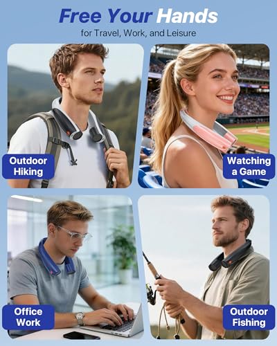 Kesguar Portable Neck Fan, 20H RunTime Cooling Fan, 6 Speeds 360° Airflow Personal Fan, Rechargeable Hands Free with 6000mAh Battery Wearable Fan Gifts for Women Men Outdoor Travel Camping - image 8