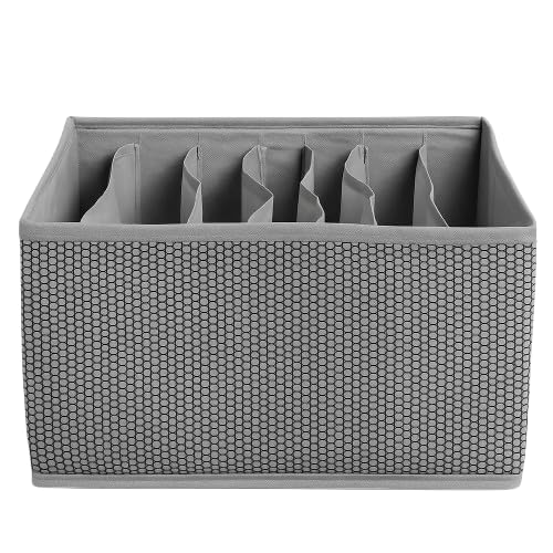 Image of 7 Grid Wardrobe Closet Organizer For Clothes Almirah Drawer Storage Organiser Foldable and Stackable Jeans, Sweater, Dresses, T-Shirts Organizer Box (Pack of 2 (gray printed)