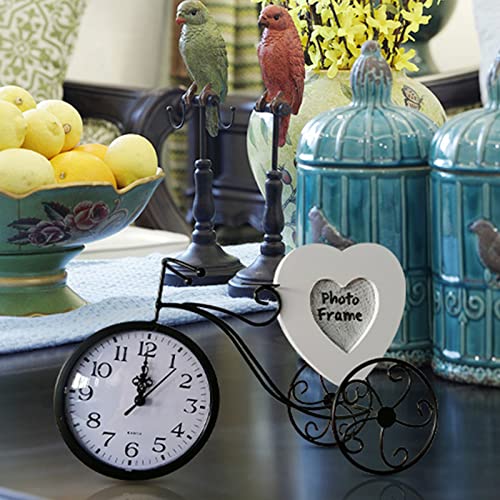 Tyenaza Decoração de relógio de mesa de bicicleta vintage, decoração de moldura de fotos relógio de
