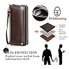 CONTACTS Men's Genuine Leather Clutch Business Travel Double Zip Around Purse 6 Interlayer Vintage Long Wallet with Wrist Wrap (Coffee2.0) #5