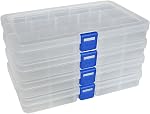 DUOFIRE Plastic Organizer Container Storage Box Adjustable Divider Removable Grid Compartment for Jewelry Beads Earring Container Tool Fishing Hook Small Accessories (15 grids, White X4)