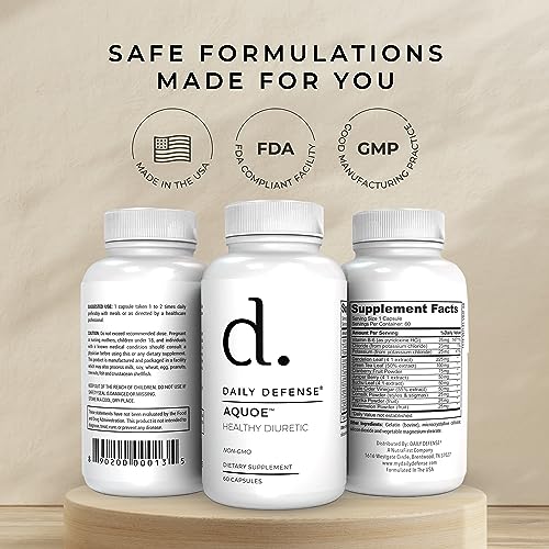 Diuretic Pills - Cranberry Pills with Green Tea, Dandelion, Apple Cider Vinegar & More - AQUOE Water Away Pills for Bloating & Fitness - Water Pills by Daily Defense, 60 Capsules - Image 7