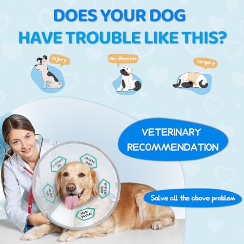 Image of Supet Dog Cone Collar After Surgery to Stop Licking: Adjustable Recovery Elizabeth Collar Alternative for Large Medium Small Dogs, Plastic Pet Head Neck Cone (S)