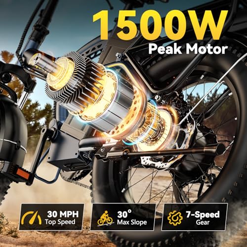 Image of 1000W Folding Electric Bike,48V 20AH Removable Battery E Bike,30+MPH,80 Miles Max Range Electric Bike for Adults,20 inch Fat Tire Foldable ebike,Adult Electric Bicycle for Commute Beach Snow